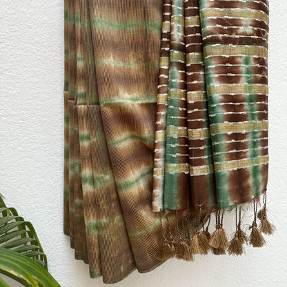 Desert Oasis Shibori Cotton Silk Saree