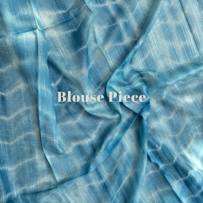 Diva Blue Shibori Cotton Linen Saree