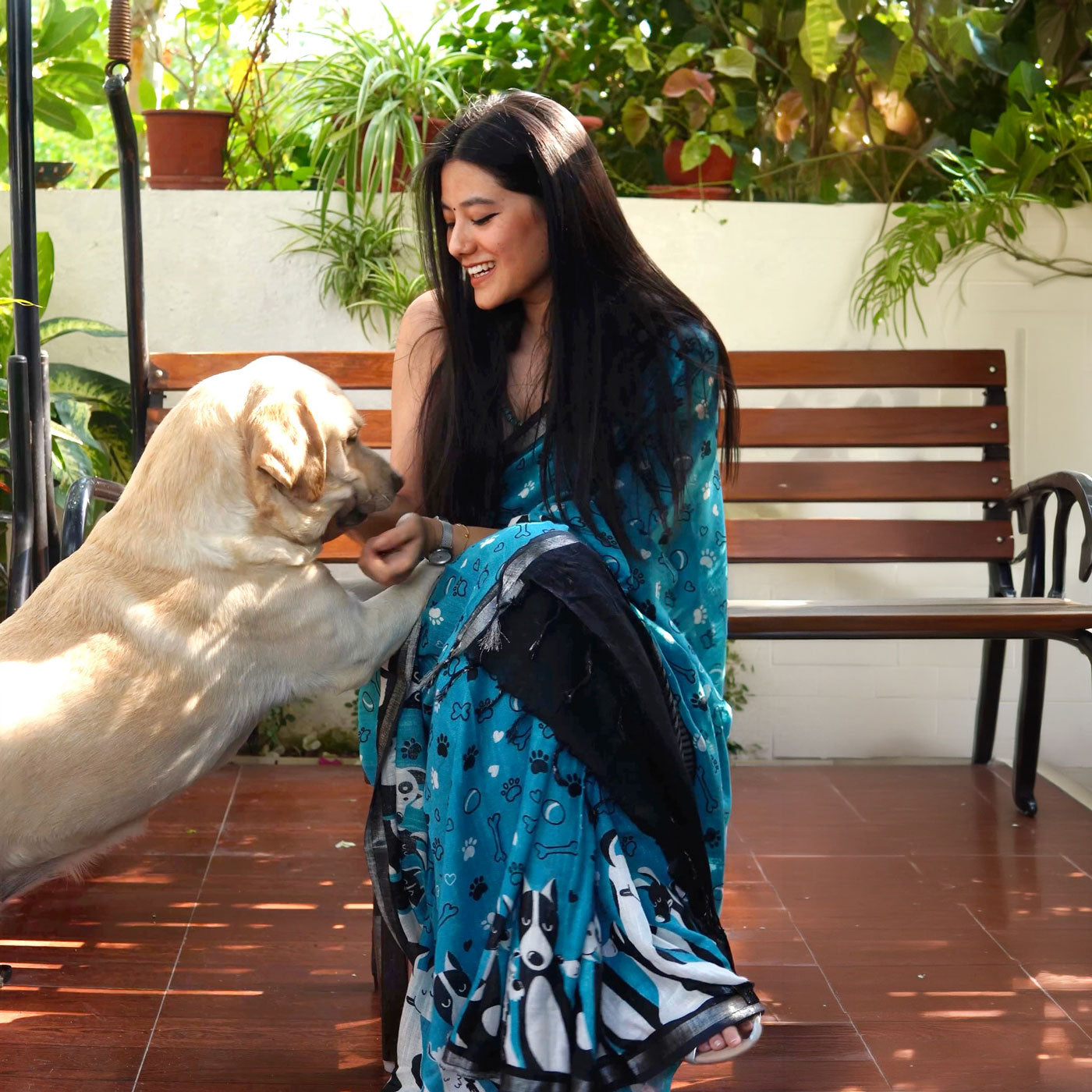 Dog and Bone Playtime Cotton Saree