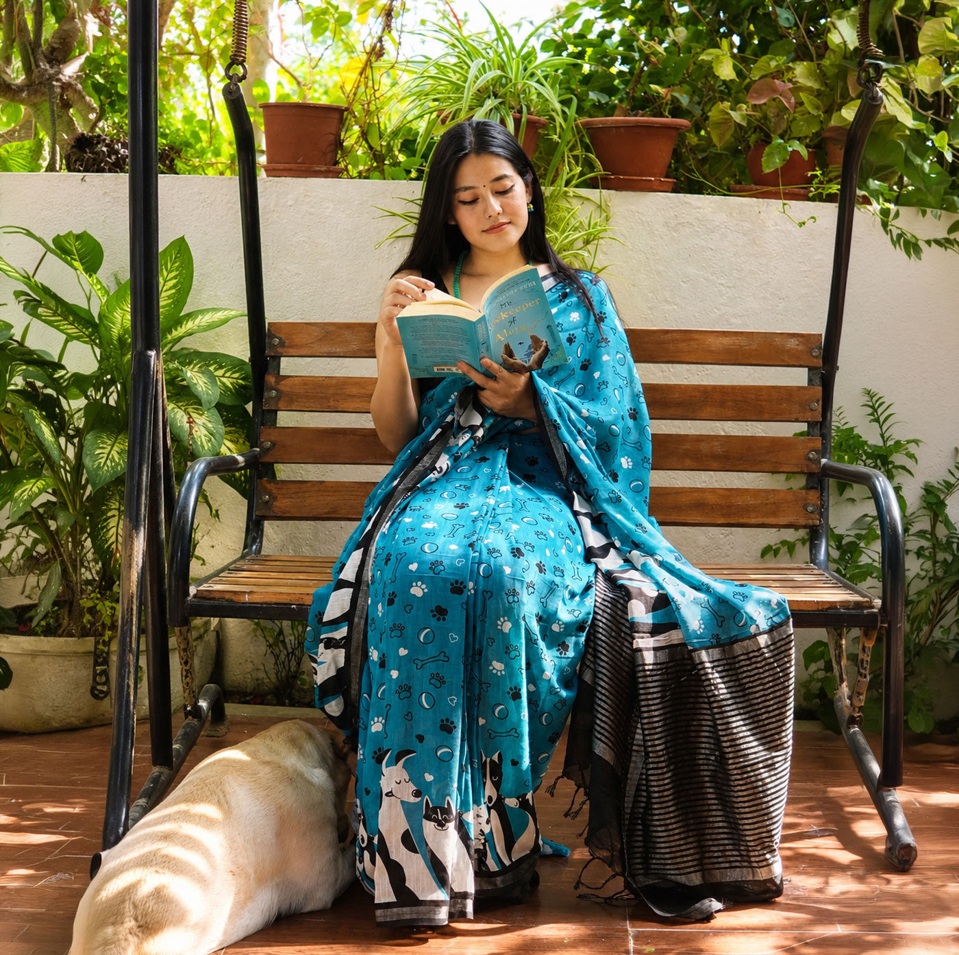 Dog and Bone Playtime Cotton Saree