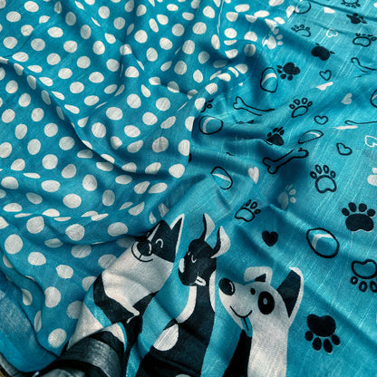 Dog and Bone Playtime Cotton Saree