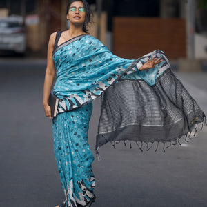 unique printed dog lover saree