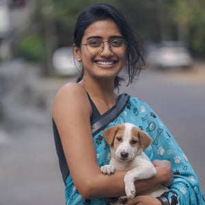 unique printed dog lover saree