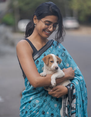 dog print saree