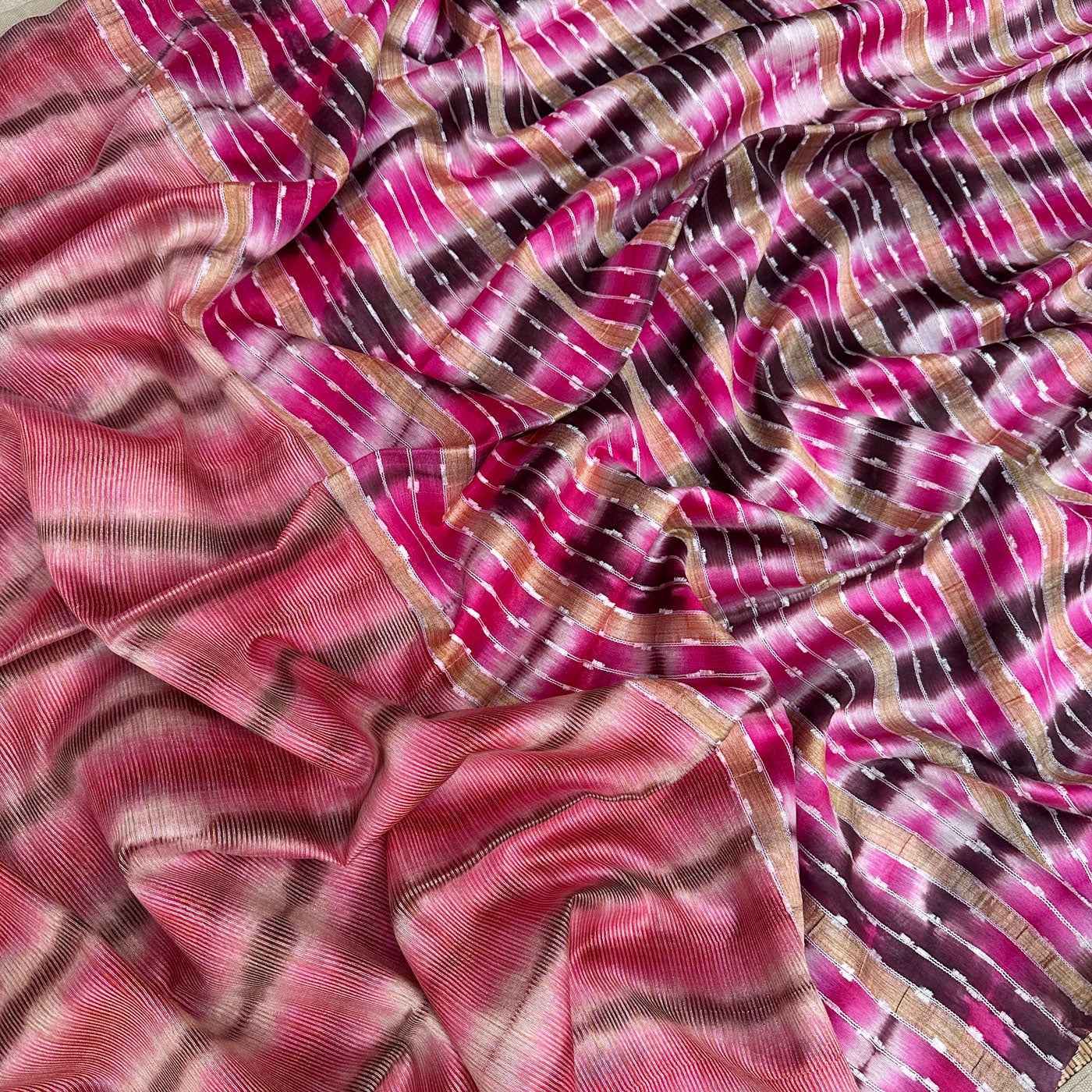 Dusted Clay Shibori Cotton Silk Saree