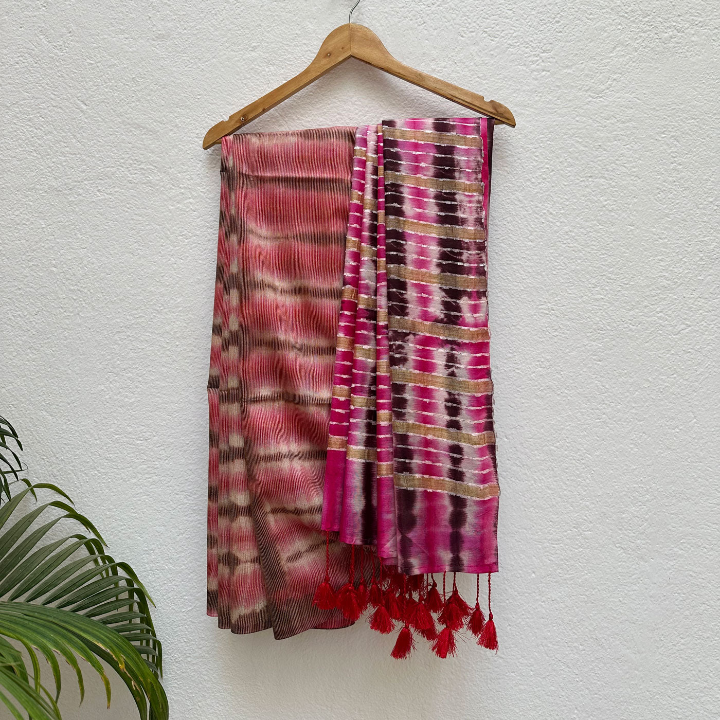 Dusted Clay Shibori Cotton Silk Saree