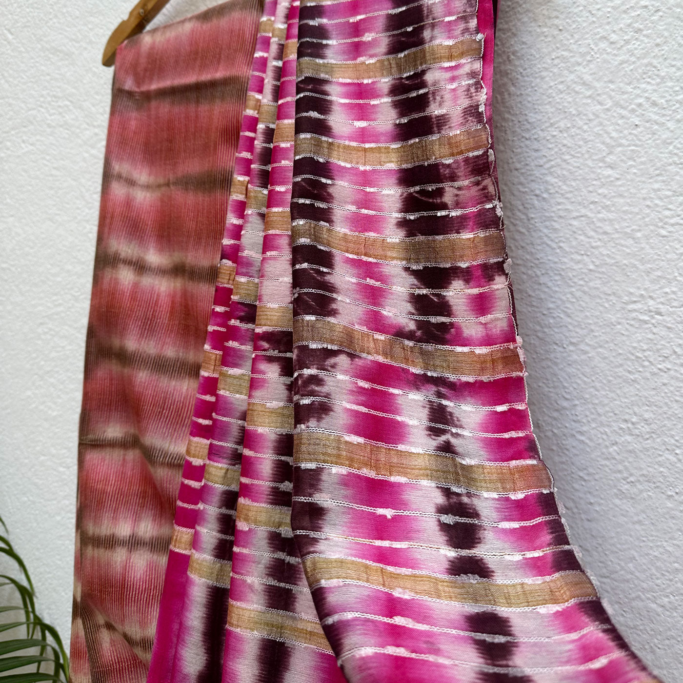 Dusted Clay Shibori Cotton Silk Saree