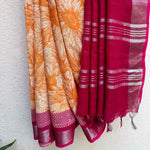 Load image into Gallery viewer, Earthwalker Printed Organic Linen Saree
