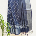 Load image into Gallery viewer, Ekakanya Indigo Hand Block Cotton Silk Saree
