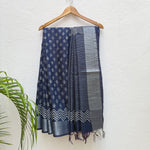 Load image into Gallery viewer, Ekakanya Indigo Hand Block Cotton Silk Saree
