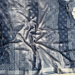 Load image into Gallery viewer, Ekansh Indigo Hand Block Cotton Linen Saree
