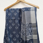 Load image into Gallery viewer, Ekansh Indigo Hand Block Cotton Linen Saree
