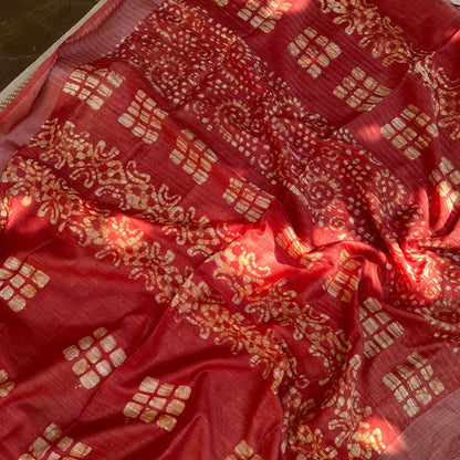Firecrackers Batik Cotton Silk Saree