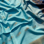 Load image into Gallery viewer, French Blue Cotton Silk Saree
