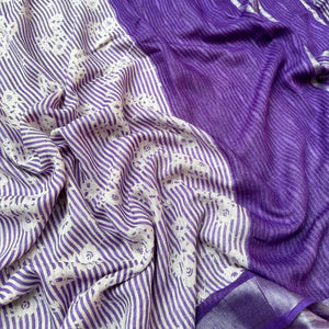 French Riviera Printed Organic Linen Saree