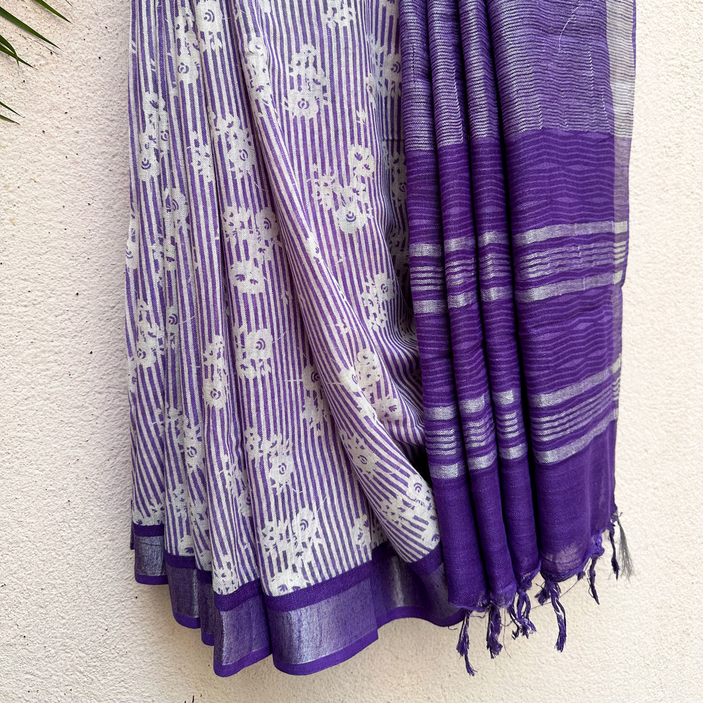 French Riviera Printed Organic Linen Saree