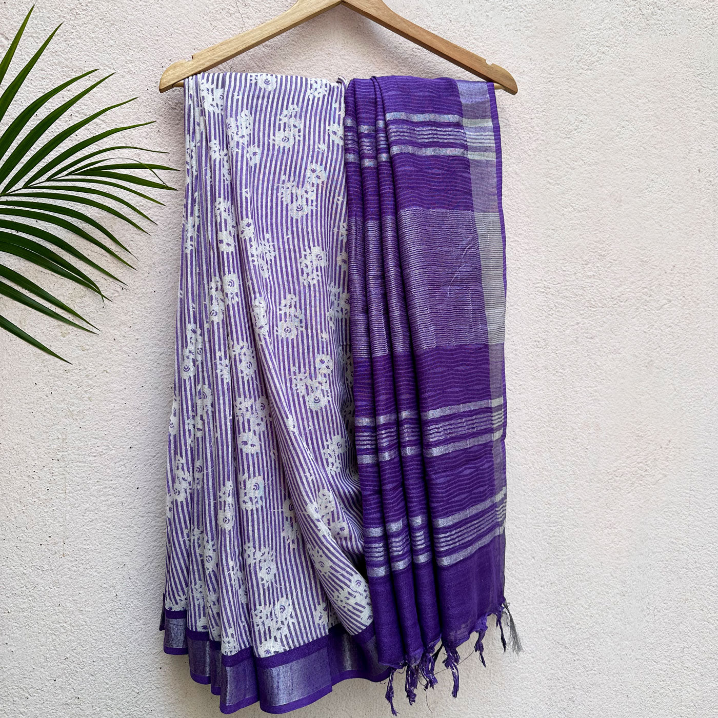 French Riviera Printed Organic Linen Saree