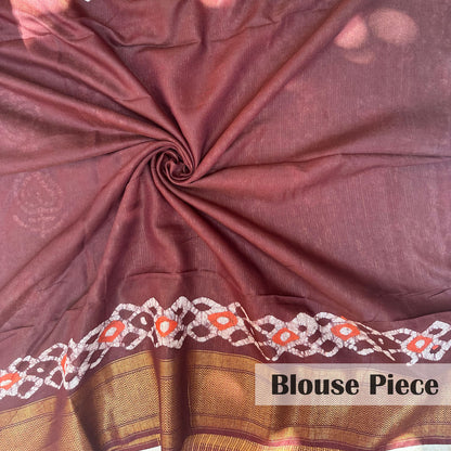 French Roast Batik Cotton Silk Saree