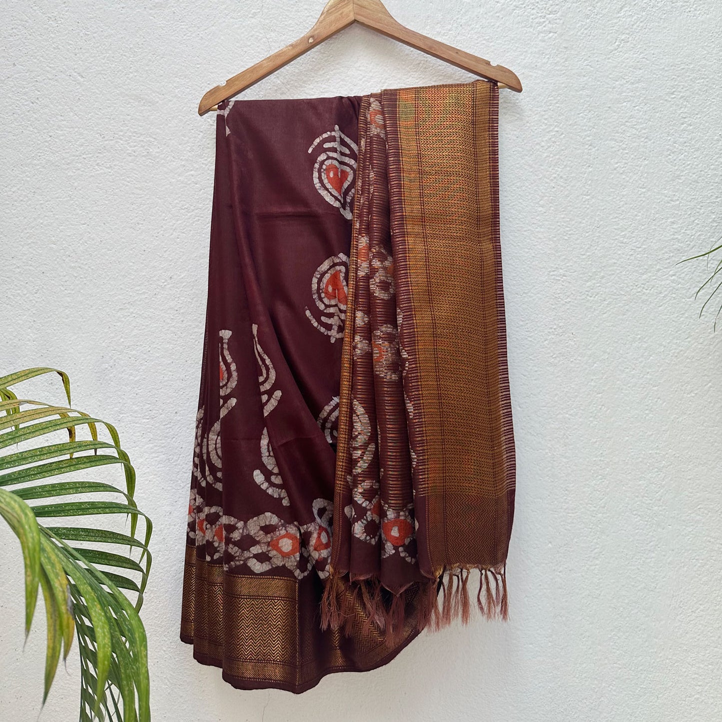 French Roast Batik Cotton Silk Saree