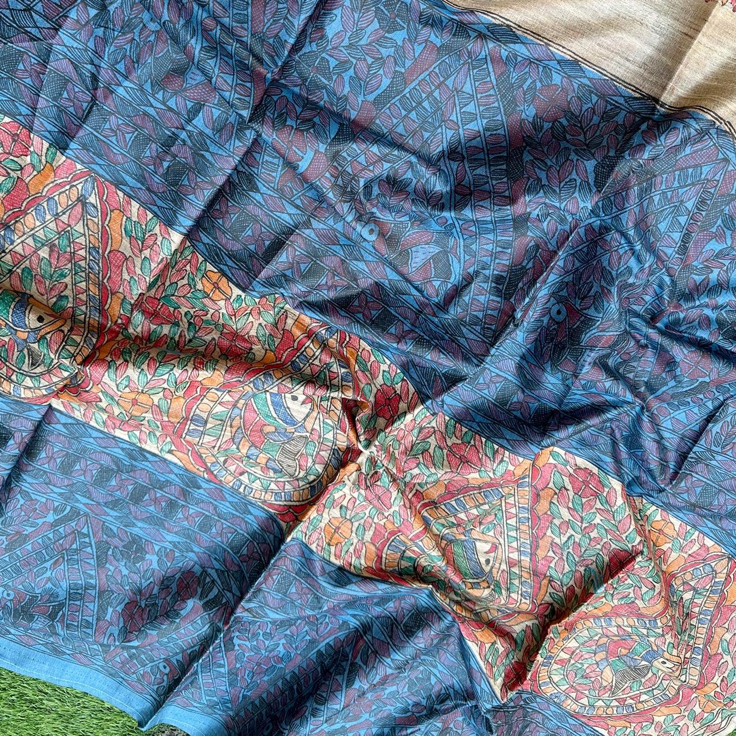 Gaban Handpainted Madhubani - Handwoven Tussar Silk Saree