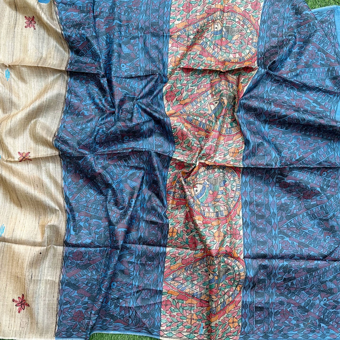 Gaban Handpainted Madhubani - Handwoven Tussar Silk Saree