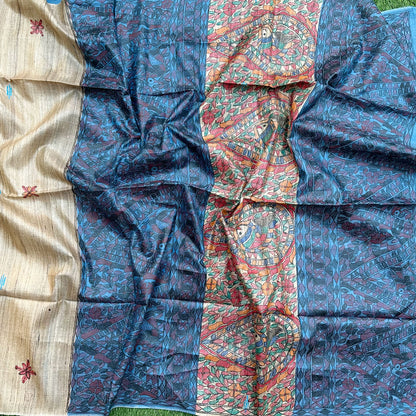 Gaban Handpainted Madhubani - Handwoven Tussar Silk Saree