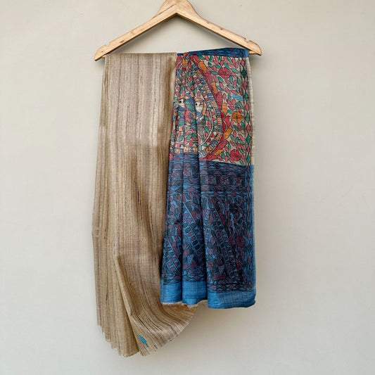 Gaban Handpainted Madhubani - Handwoven Tussar Silk Saree