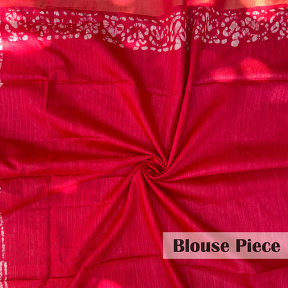 Geranium Batik Cotton Silk Saree