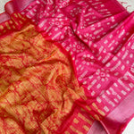 Load image into Gallery viewer, Geranium Batik Cotton Silk Saree
