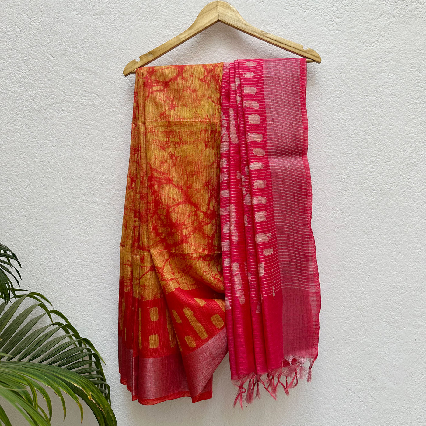 Geranium Batik Cotton Silk Saree