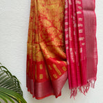 Load image into Gallery viewer, Geranium Batik Cotton Silk Saree
