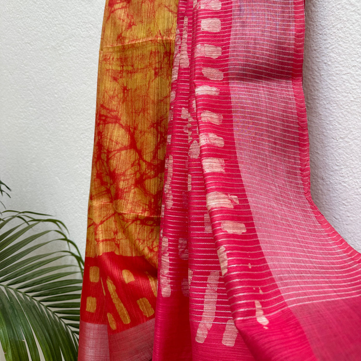 Geranium Batik Cotton Silk Saree
