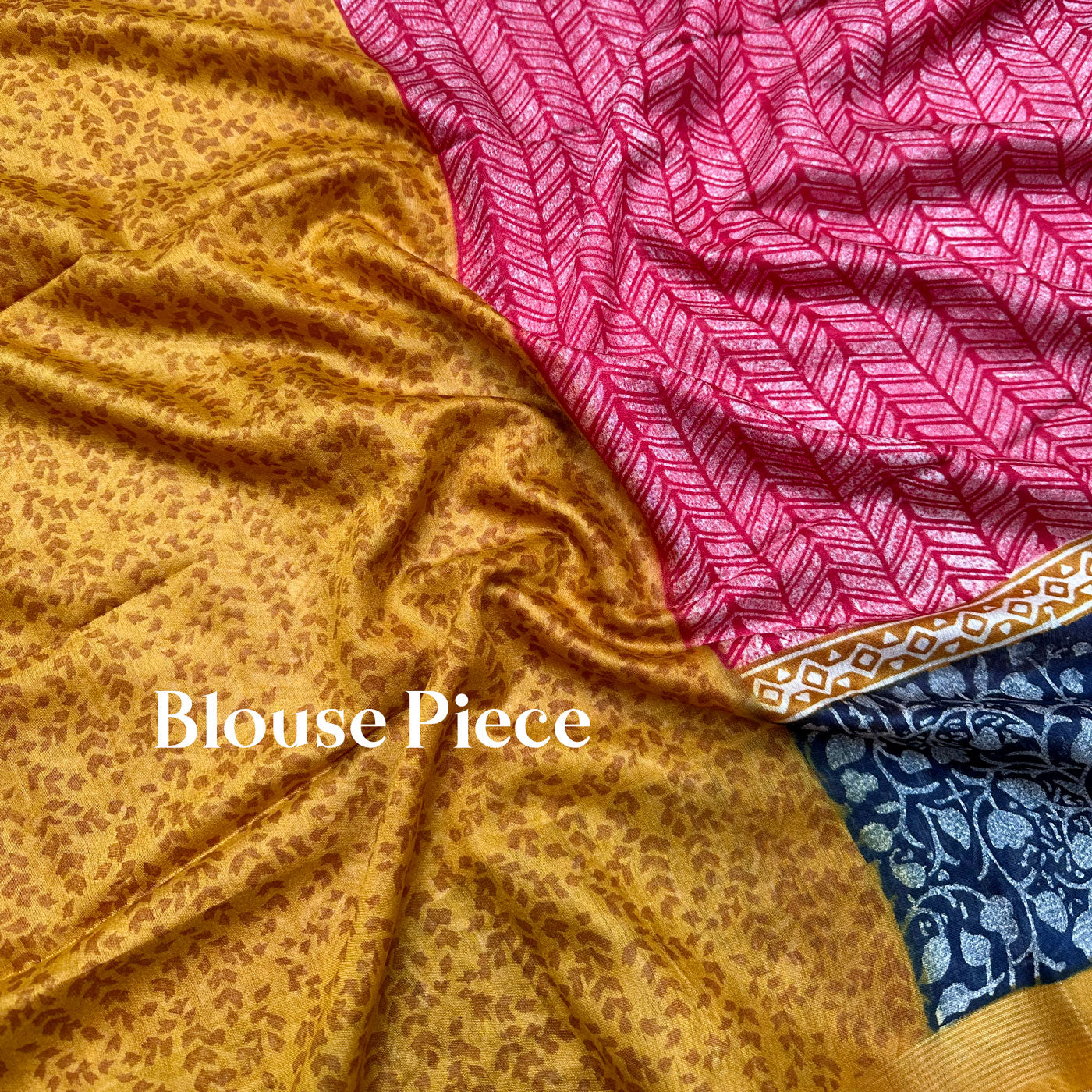 Geranium Handblock Cotton Viscose Silk Saree