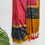 Load image into Gallery viewer, Geranium Handblock Cotton Viscose Silk Saree
