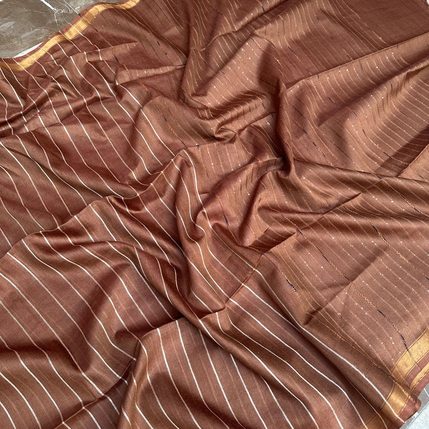Glazed Ginger Cotton Silk Saree