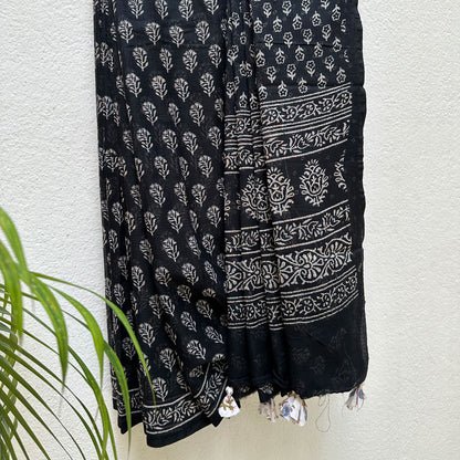Godaan Indigo Handblock Kota Doria Saree