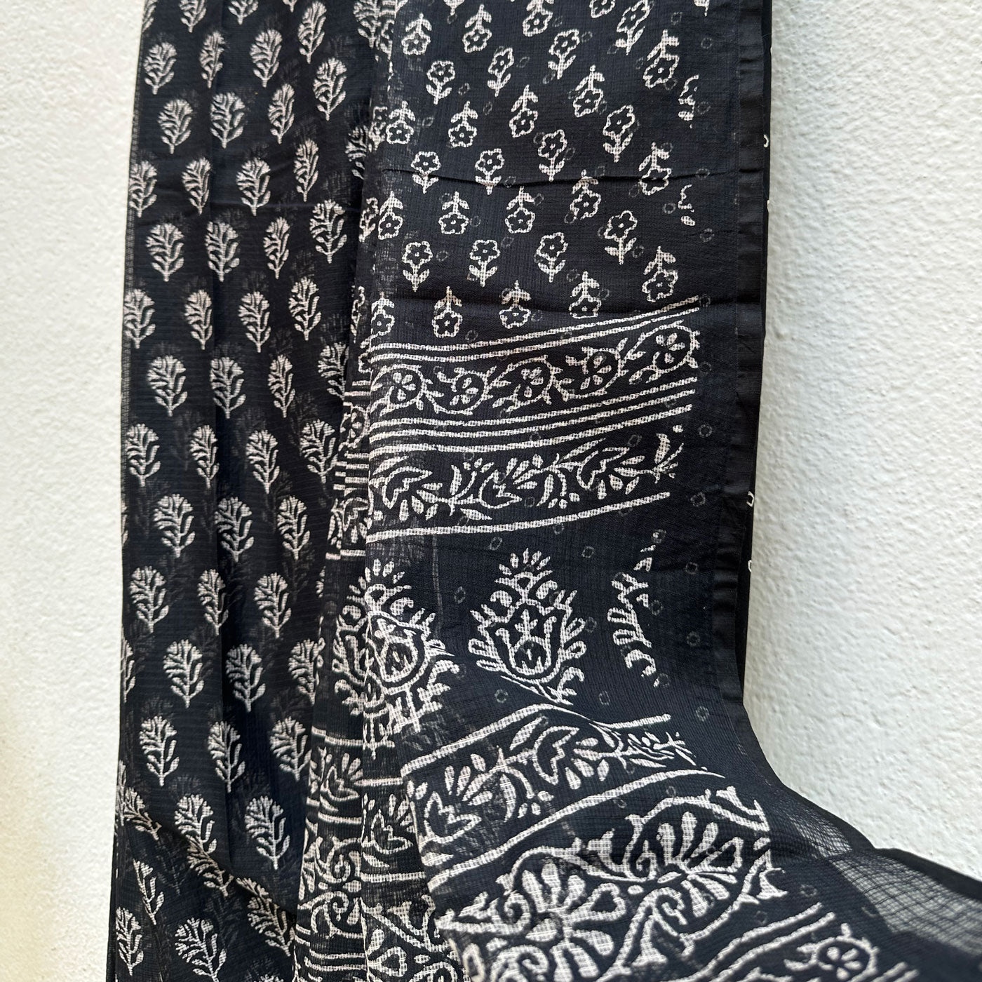 Godaan Indigo Handblock Kota Doria Saree