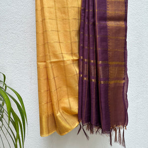 Gold Flambe Cotton Silk Saree