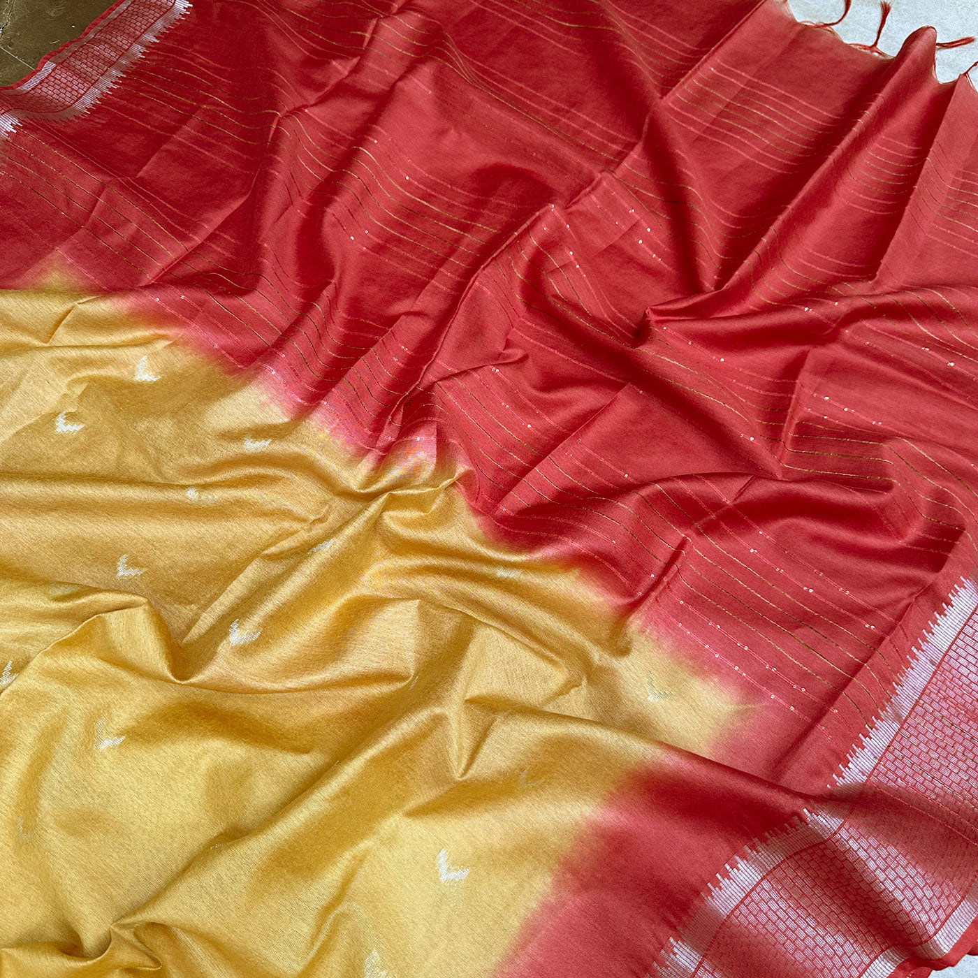 Golden Apple Cotton Silk Saree