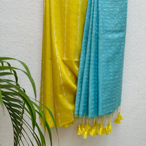 Golden Kiwi Cotton Silk Saree