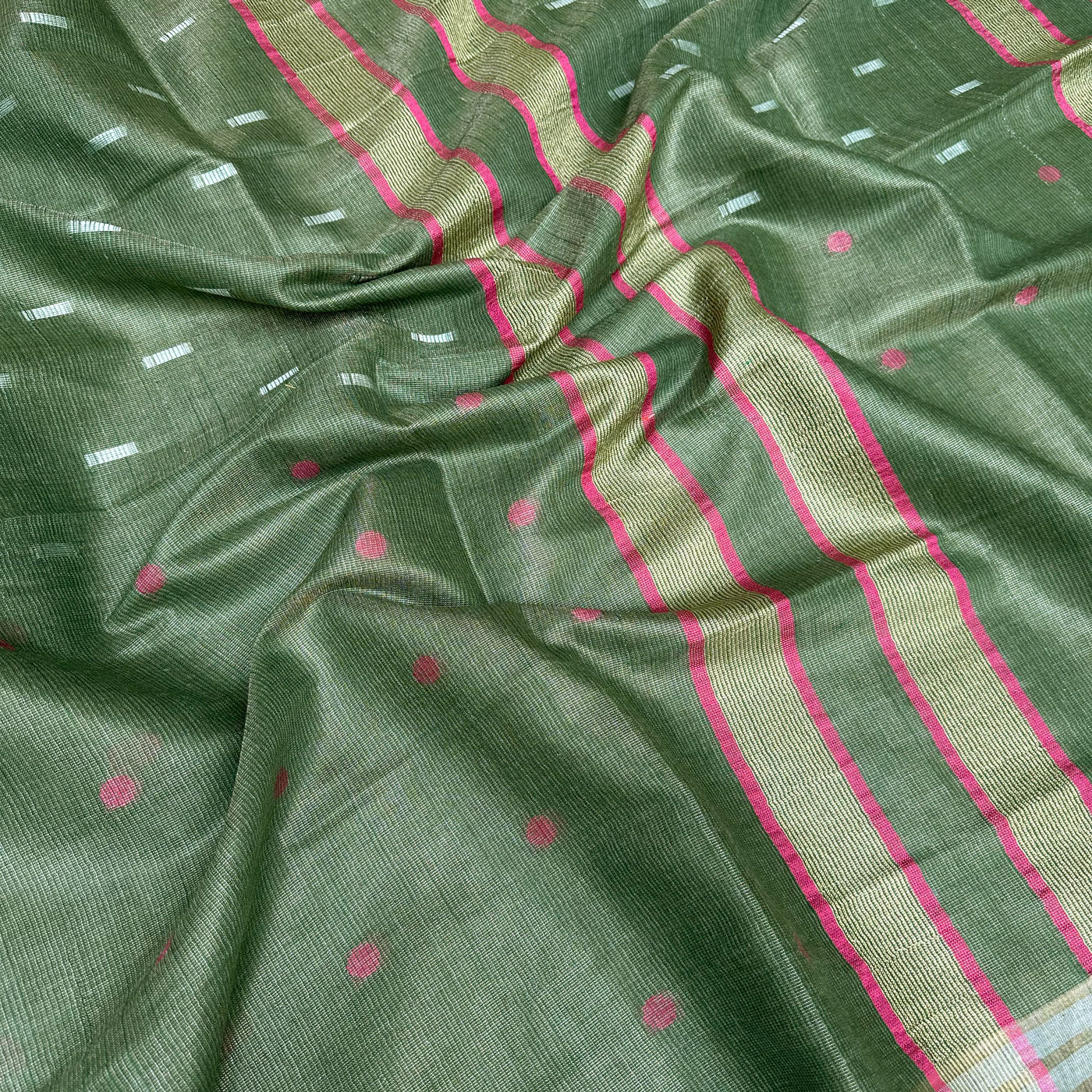 Grasshopper Cotton Metallic Saree
