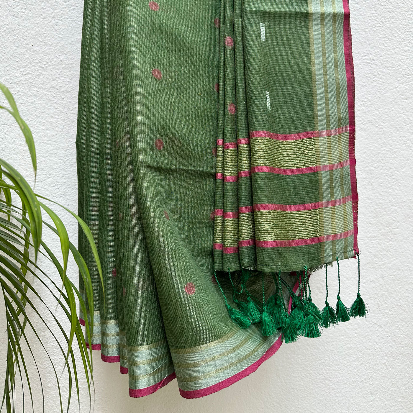 Grasshopper Cotton Metallic Saree