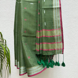 Grasshopper Cotton Metallic Saree