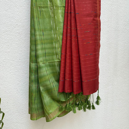 Green Apple Shibori Cotton Silk Saree