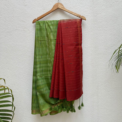 Green Apple Shibori Cotton Silk Saree