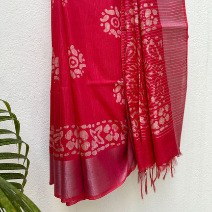 Grenadine Batik Cotton Silk Saree