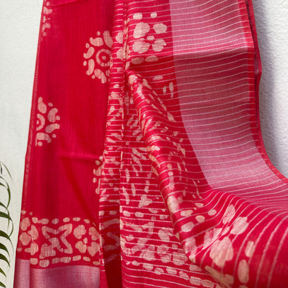 Grenadine Batik Cotton Silk Saree