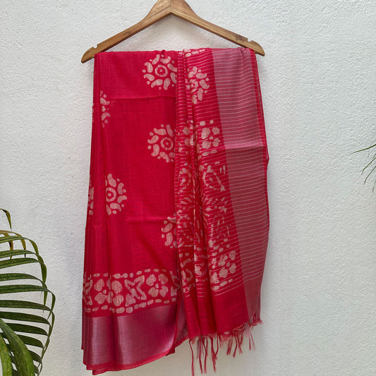 Grenadine Batik Cotton Silk Saree