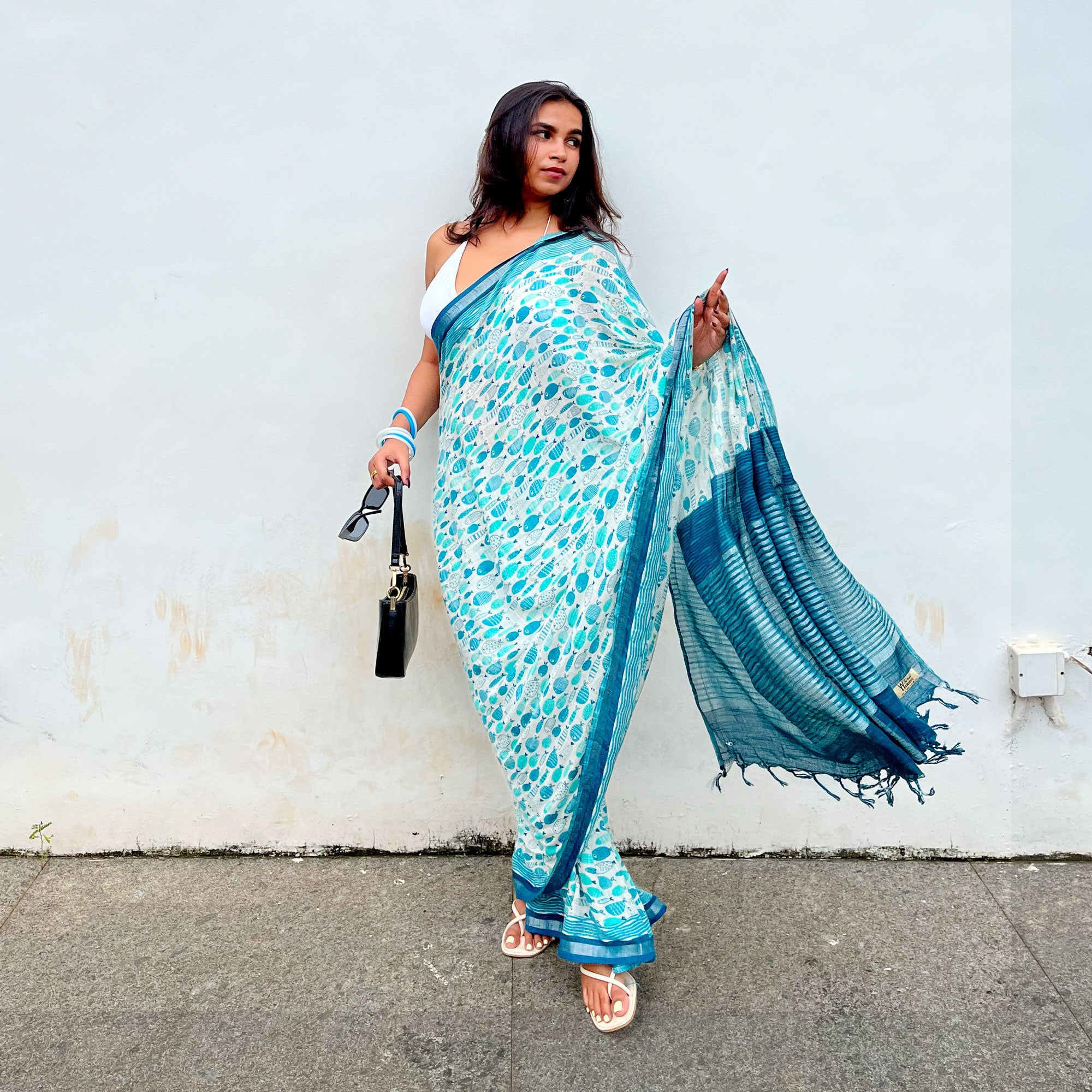 Groovy Fish Cotton Saree