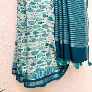 Groovy Fish Cotton Saree